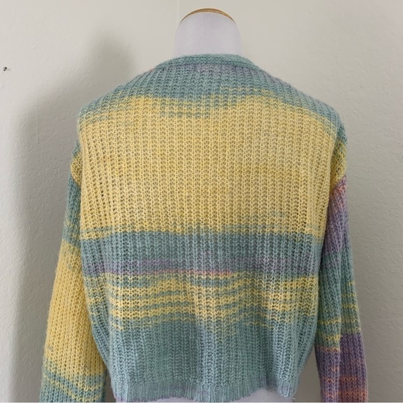 Full Tilt Marled Color Block Cardigan Sweater Sz XS Pastel Lightweight Acrylic - Picture 16 of 16